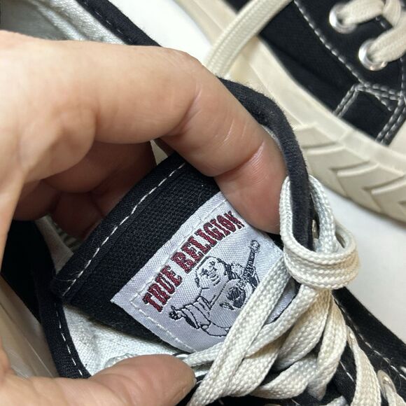 True Religion Women’s Jinny Canvas Lace Up Sneakers Black & White Sz 8 - Picture 8 of 10